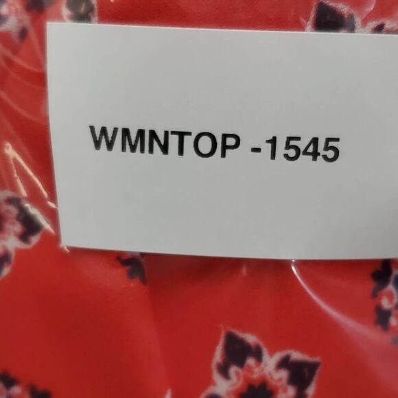 Pink Rose Medium Red Floral Top - Picture 6 of 6